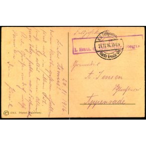 Feldpost - K.D. Feldpostxped.   21 -11 -165 - Til Appenrade - Billedside : Dame