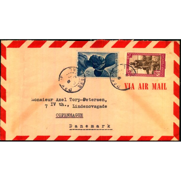 Luftpost Brev fra Fransk Oriental Africa til Danmark  9 - 9 - 48