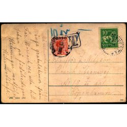 Efterporto - Postkort fra Sverige  til Danmark  6-6-9121