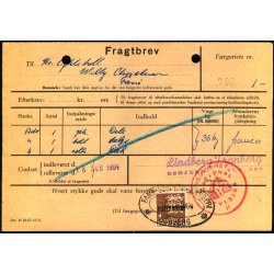 Fragtbrev -  1kr Rigsvben Prov.  - Fra Esbjerg til Fan 18. Sept. 1964. - Arkivhuller !