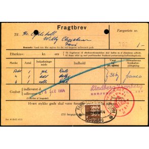 Fragtbrev -  1kr Rigsvben Prov.  - Fra Esbjerg til Fan 18. Sept. 1964. - Arkivhuller !