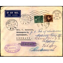 Luftpost brev fra Indien til Danmark - Retur 16 - 9 - 60
