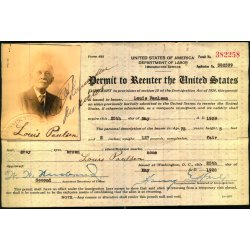 Permit to Reenter the United States - Louis Poulsen - 1928