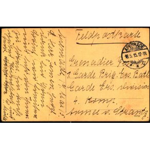 Feldpost - Apenrade  18 - 5 - 15  - Til 4. Komp. - Billedside : Osteseebad Apenrade