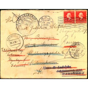 Brev fra Rnne til M/S Boringia - til Hamburg retur til Kbenhavn 15 - 1- 30 - Brugt