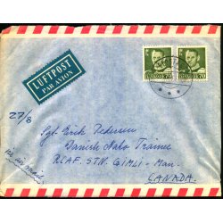 Luftpost Brev fra Danmark til Danish Nato Trainee - Canada - 26 - 8 - 58 - Med indhold.