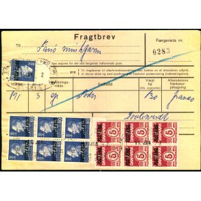 Fragtbrev - 7x 80 re Fr IX og 6 x 5 re Prov.  - Fra Esbjerg til Fan 11. Jan 196 . - Arkivhuller !