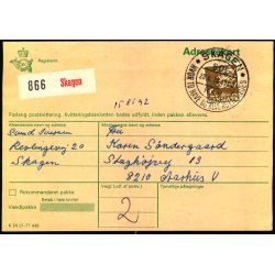 Adressekort fra Skagen  - 9 kr. Rigsvben  23 - 6 - 78