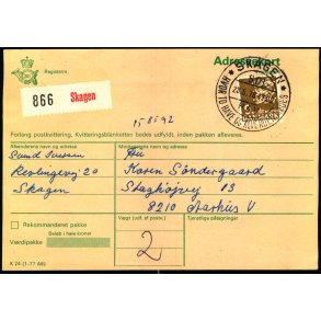 Adressekort fra Skagen  - 9 kr. Rigsvben  23 - 6 - 78