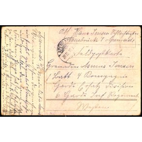 Feldpost - Apenrade  28 - 12 - 16  - Til 1. Lott 4. Kompagnie - Billedside : Viel Glck