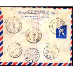 Luftpost Brev fra Syd Afrika - Speed Express - Rekomaderet - 23 - 6 - 65 - Masser af stempler bag.