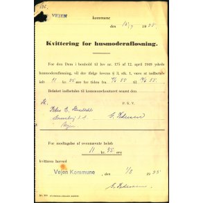 Kvittering for Husmoderafl�sning - 1955