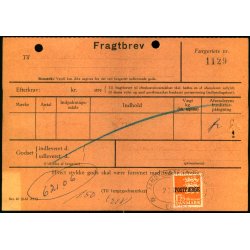 Fragtbrev -  1,25 kr Rigsvben Prov.  - Fra Esbjerg til Fan 23 ? - ? . - Arkivhuller !