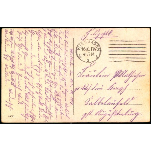 Feldpost - Wiisbaden  16 - 10 - 17  - Til ? ? - Billedside : Wiesbarden