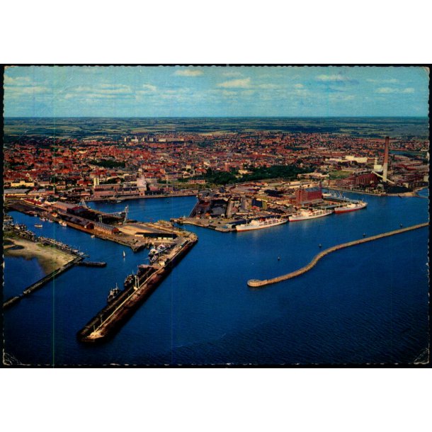 Esbjerg - Luftfoto - Udsigt over havnen - Stender 40 805/40 - Brugt