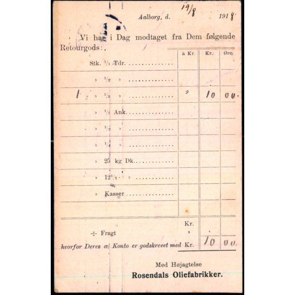 Rosendals Oliefabrikker - Aalborg  - u/n - Brugt