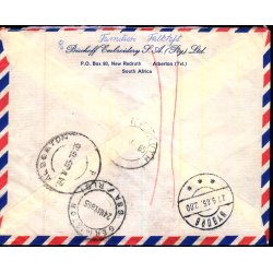 Luftpost Brev fra Syd Afrika - Express -- 24 - 5 - 65 - Masser af stempler bag.