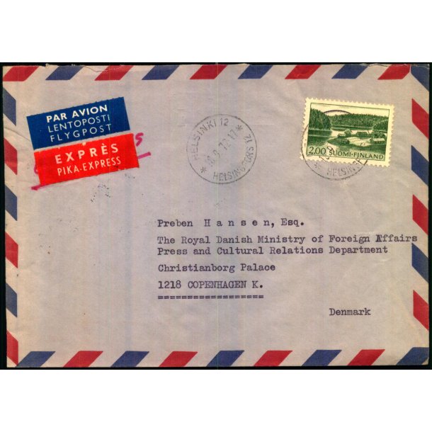 Luftpost - Brev fra Finland til Danmark 18 - 9 - 72