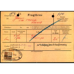 Fragtbrev -  1kr Rigsvben Prov.  - Fra Esbjerg til Fan 2. Feb. 1960. - Arkivhuller !