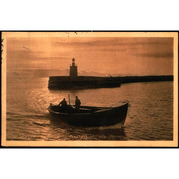 Skagen - Maaneskinsbillede - Havnen -  Skagen Kortforlag 28275 - Brugt