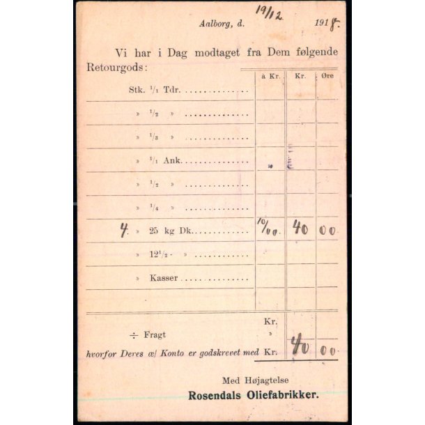 Rosendals Oliefabrikker - Aalborg  - u/n - Brugt