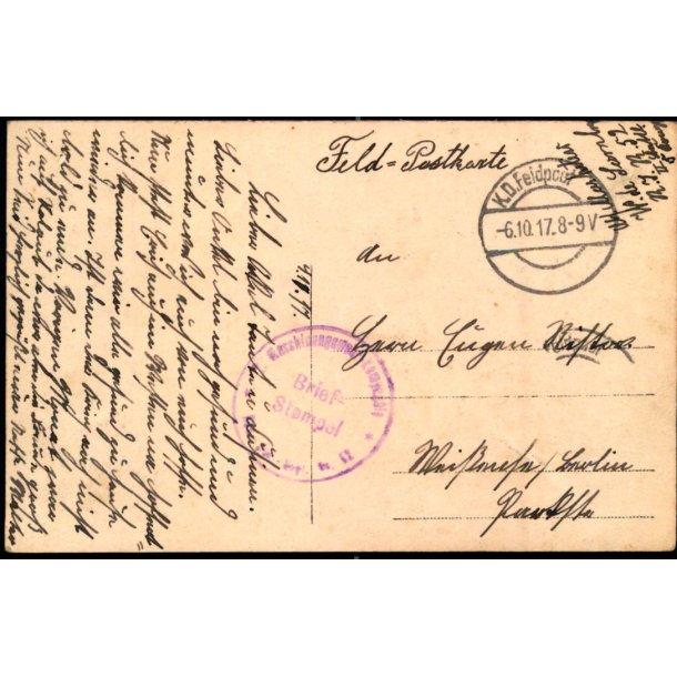 Feld - Postkarte - K.D. Feldpost  6 -10 -17 - Til Berlin - Billedside : Foto Kirche