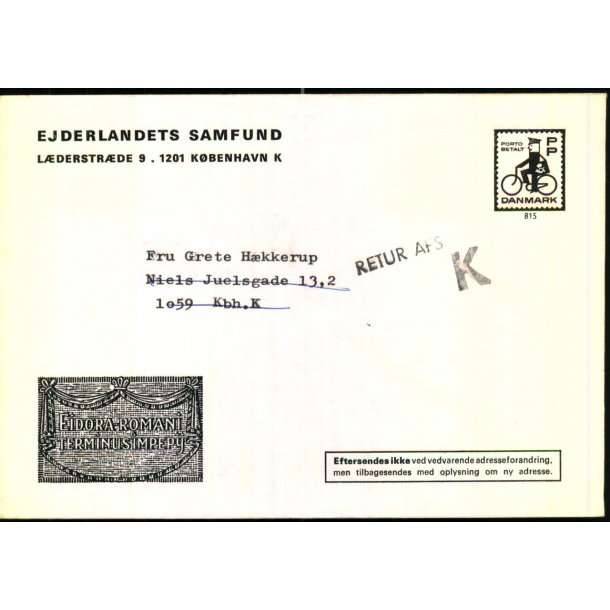 Brev - Retur Afs. -  Brugt