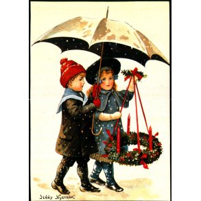 Jenny Nystrm - God Jul - Gott Nytt r - Eliasson - Kopi af orginalt Maleri - u/n - Ubrugt