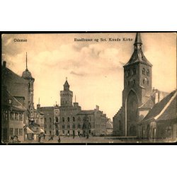 Odense - Raadhuset og St. Knuds Kirke - u/n - Brugt