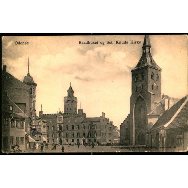 Odense - Raadhuset og St. Knuds Kirke - u/n - Brugt