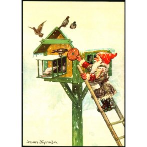 Jenny Nystrm - God Jul - Gott Nytt r - Eliasson - Kopi af orginalt Maleri - u/n - Brugt