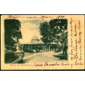 Hilsen fra Kbenhavn - Koncertsalen i Tivoli - B.M. & Co. 100 - Brugt - Afrevne Frimrker !!