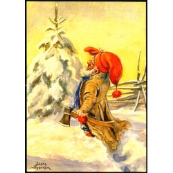 Jenny Nystrm - God Jul - Gott Nytt r - Alex Eliasson - Kopi af orginalt Maleri - u/n - Ubrugt