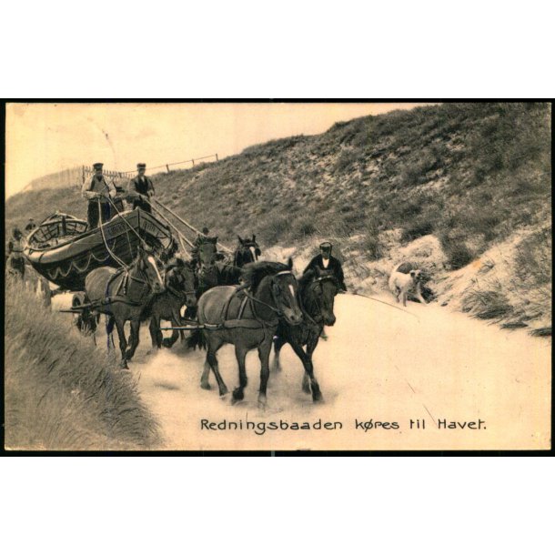 Redningsbaaden k�res til Havet - H. Riegels Bogh. 9965 - Brugt