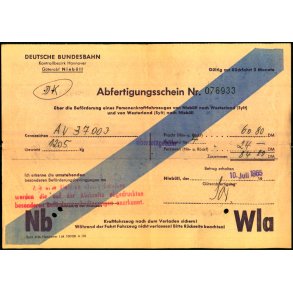 Deutsche Bundesbahn - Abfertigungsschin - Sylt - 1965