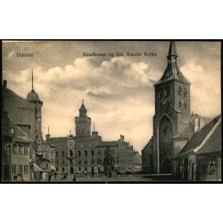 Odense - Raadhuset og St. Knuds Kirke - u/n - Brugt