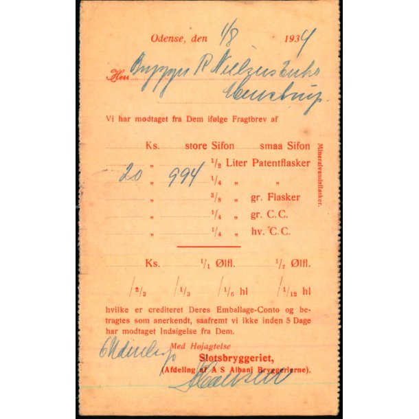 Slotsbryggeriet - Odense  - u/n - Brugt