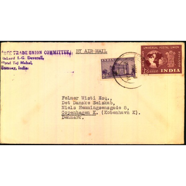Luftpost Brev fra Indien til Danmark - 14 - 11 - ?