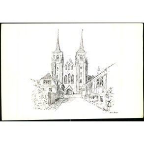 B. Hooge - Dobbeltkort af Roskilde Domkirke - Ubrugt