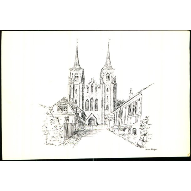 B. Hooge - Dobbeltkort af Roskilde Domkirke - Ubrugt