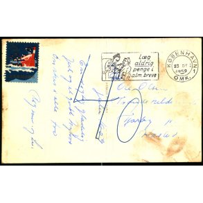 Efterporto - Postkort til Haslev  23 - 12 - 1959 -