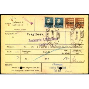  Fragtbrev -  2x1kr Rigsvben - Fra Esbjerg til Fan 27 marts 1962 - Arkivhuller !