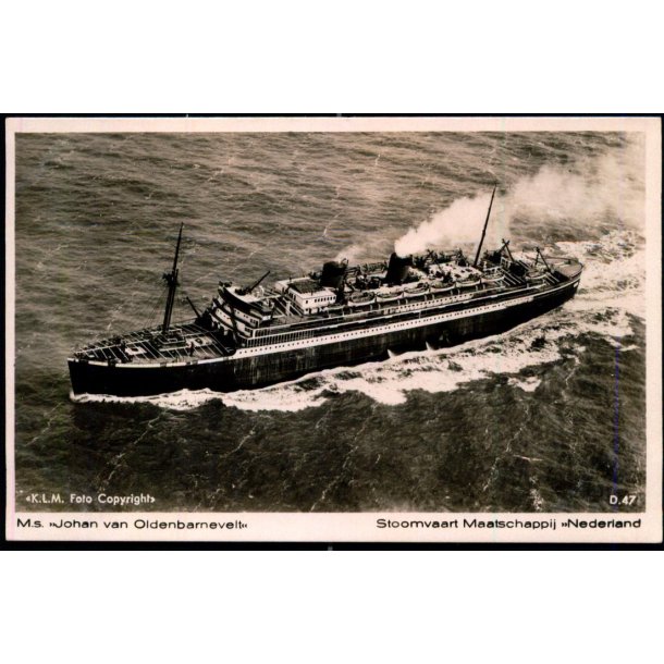 M/S "JOHAN VAN OLDENBARNEVELT" - Fotokort K.L.M. 47 - Ubrugt