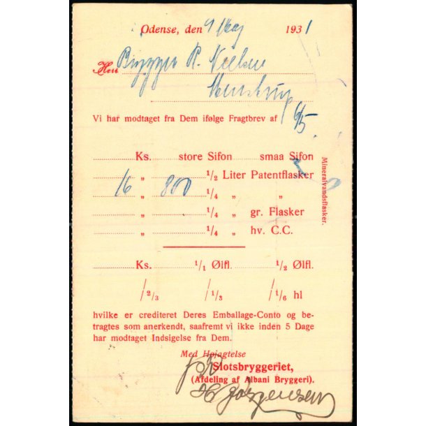 Slotsbryggeriet - Odense  - u/n - Brugt