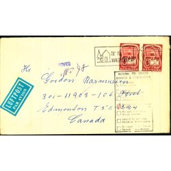 Luftpost brev til Canada fra Danmark - Retur - Brugt 17 - 7 - 81