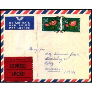 Luftpost Brev fra Syd Afrika - Express -- 4 - 7 - 66 - Stempler bag.