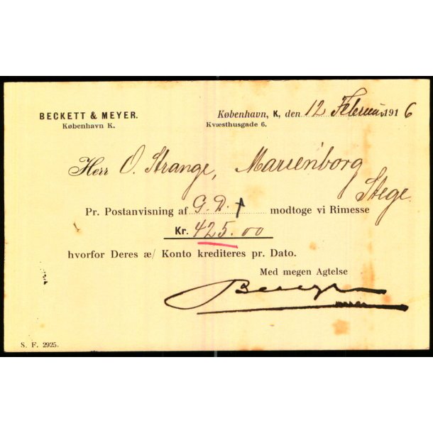 Beckett &amp; Meyer - Kbh. K. - S.F. 2925 - Brugt