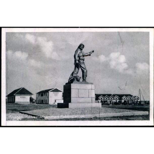 Skagen - Havnepladsen med Fiskerstatuen - Einer Nielsens Bogh. 74343 - Ubrugt