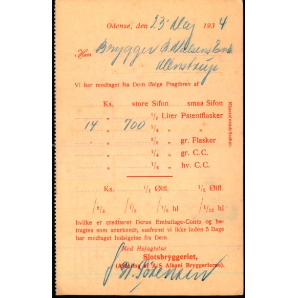 Slotsbryggeriet - Odense  - u/n - Brugt