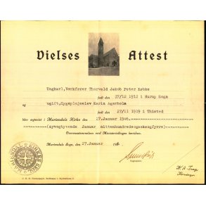 Vielses Attest - T.J.P. K�bke og K. Agerholm - 1946